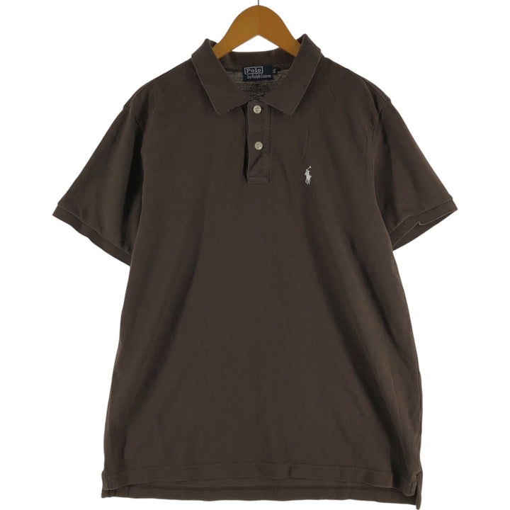Ralph Lauren POLO by Ralph Lauren short sleeve polo shirt, men's XL size cotton dark chocolate Vintage Second Hand