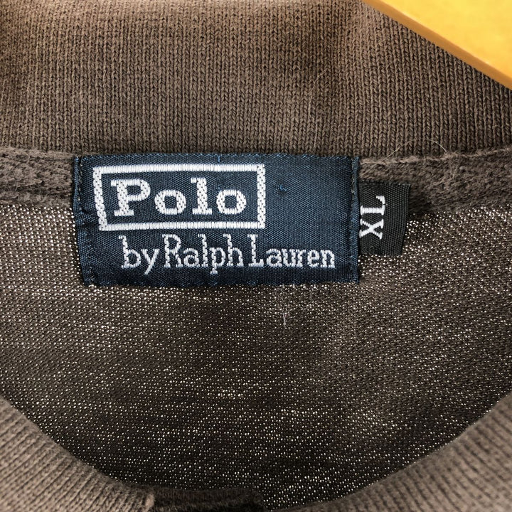 Ralph Lauren POLO by Ralph Lauren short sleeve polo shirt, men's XL size cotton dark chocolate Vintage Second Hand