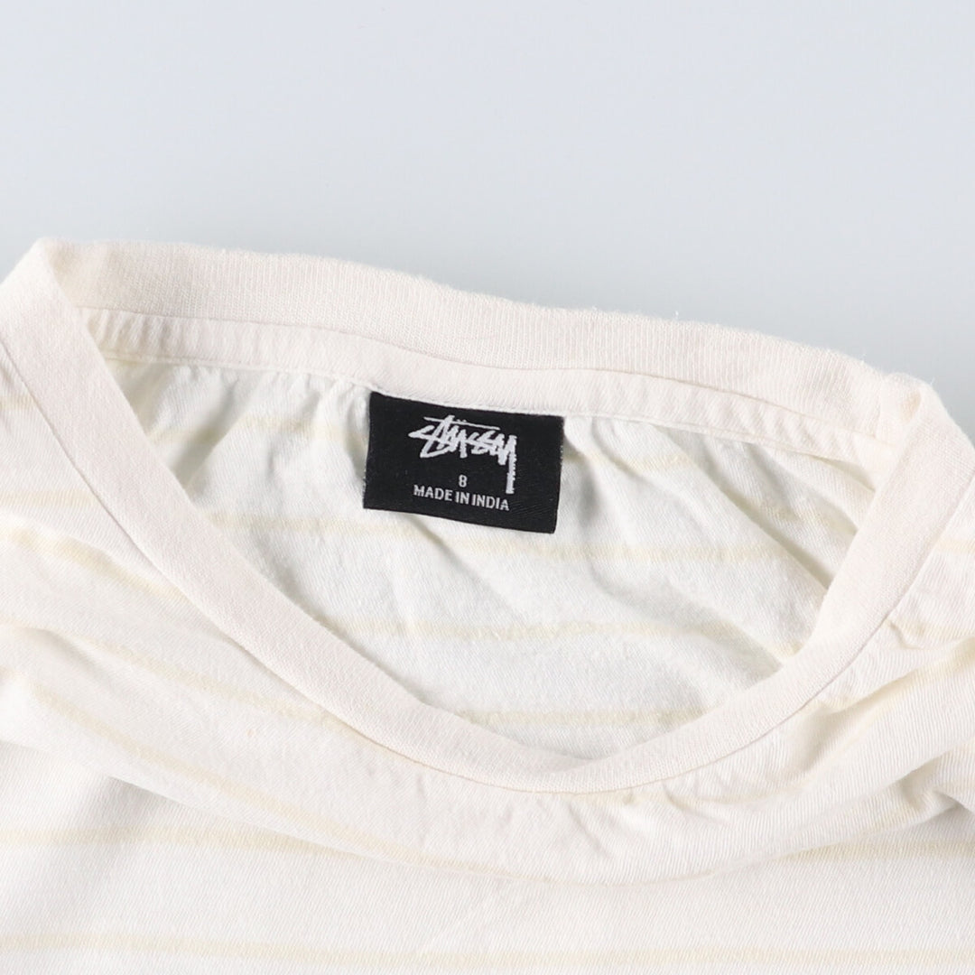 STUSSY Striped T-shirt for men (size L) cotton white type Vintage Second Hand