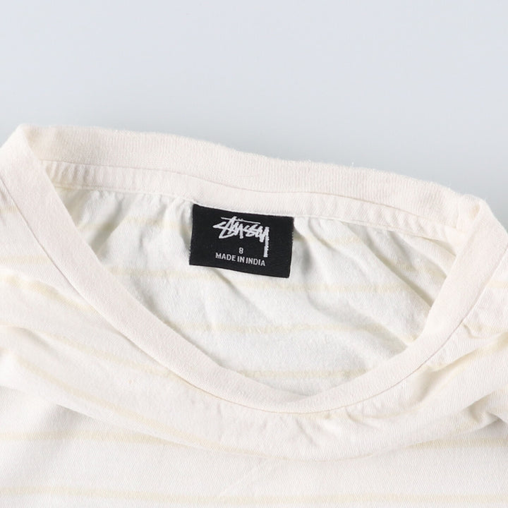 STUSSY Striped T-shirt for men (size L) cotton white type Vintage Second Hand