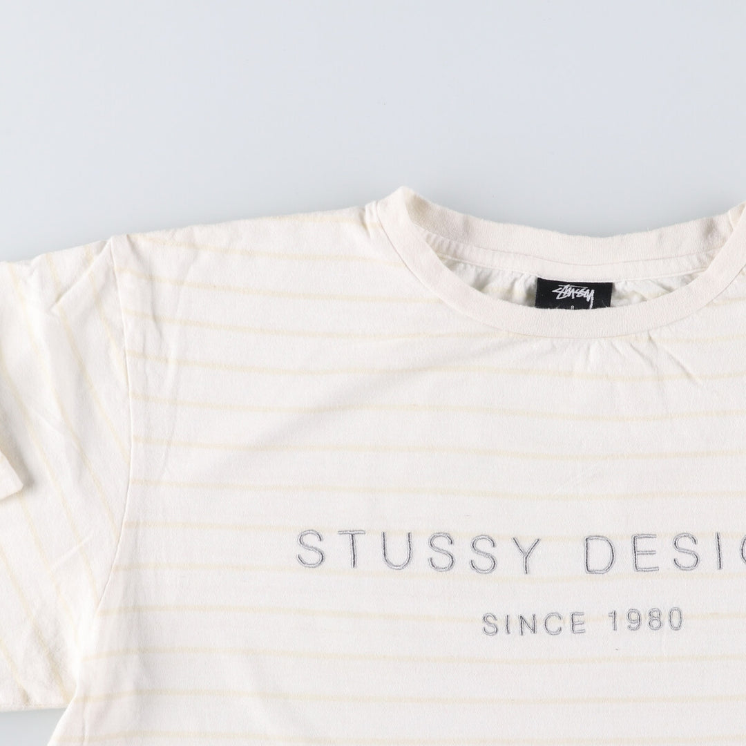 STUSSY Striped T-shirt for men (size L) cotton white type Vintage Second Hand