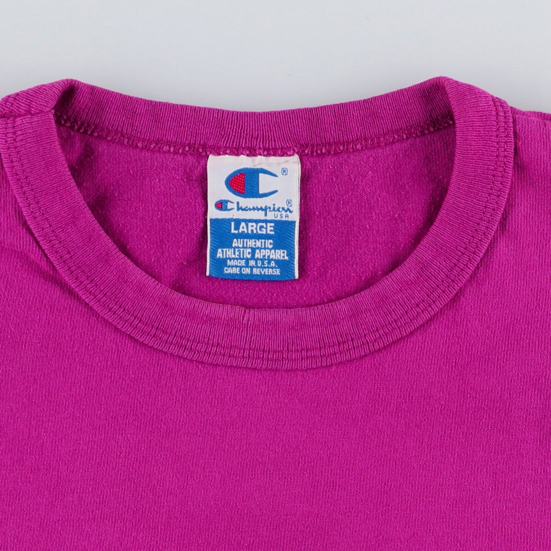 90'S Champion Authentic Athletic Apparel Logo T-shirt Made in USA Men's L Vintage cotton purple type Vintage Second Hand
