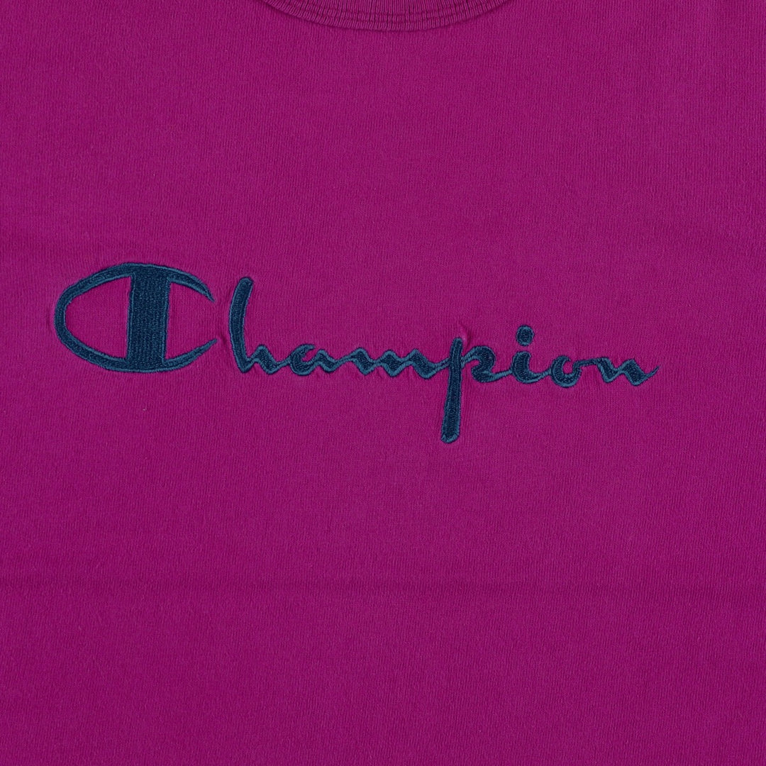 90'S Champion Authentic Athletic Apparel Logo T-shirt Made in USA Men's L Vintage cotton purple type Vintage Second Hand