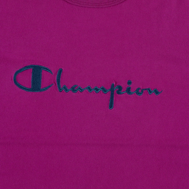 90'S Champion Authentic Athletic Apparel Logo T-shirt Made in USA Men's L Vintage cotton purple type Vintage Second Hand