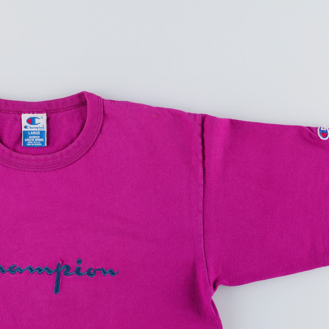90'S Champion Authentic Athletic Apparel Logo T-shirt Made in USA Men's L Vintage cotton purple type Vintage Second Hand
