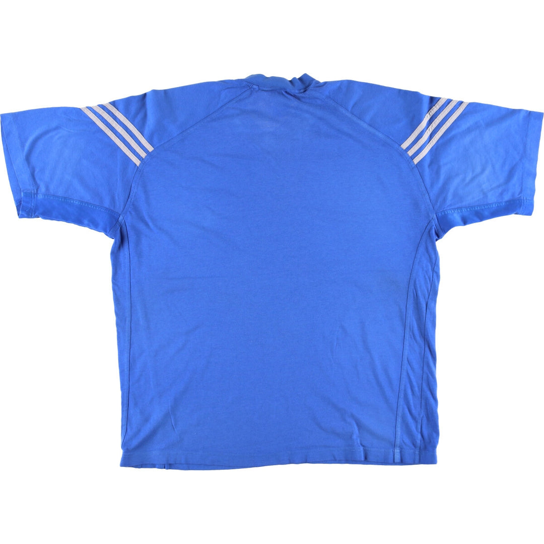 00'S adidas V-neck one-point logo T-shirt, men's XL size unclear blue type Vintage Second Hand