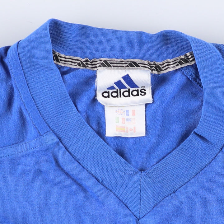 00'S adidas V-neck one-point logo T-shirt, men's XL size unclear blue type Vintage Second Hand