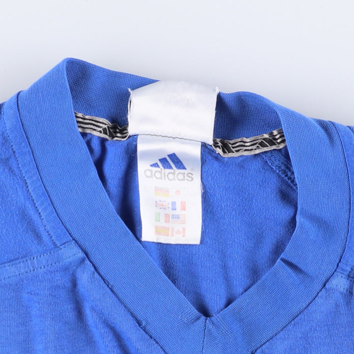 00'S adidas V-neck one-point logo T-shirt, men's XL size unclear blue type Vintage Second Hand