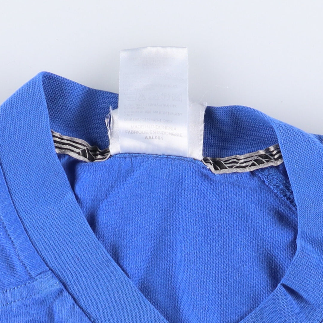 00'S adidas V-neck one-point logo T-shirt, men's XL size unclear blue type Vintage Second Hand