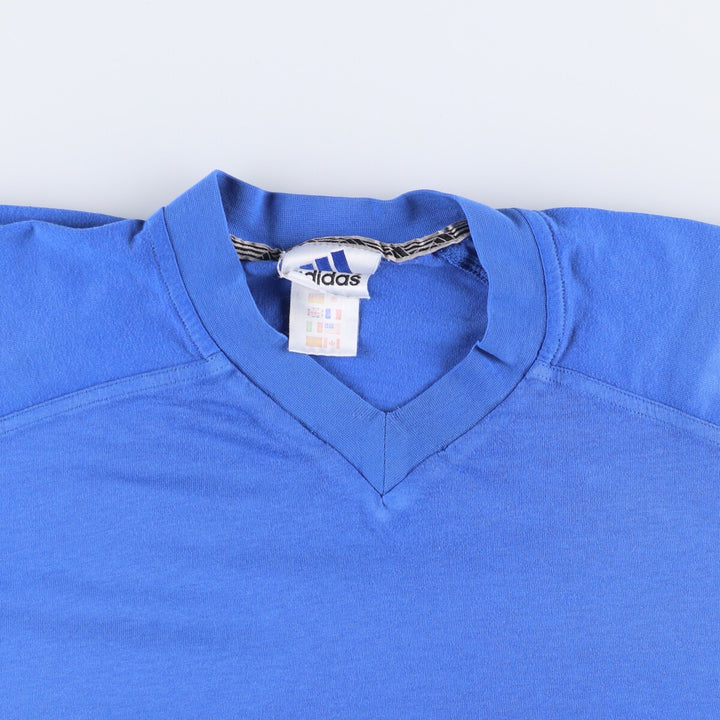 00'S adidas V-neck one-point logo T-shirt, men's XL size unclear blue type Vintage Second Hand