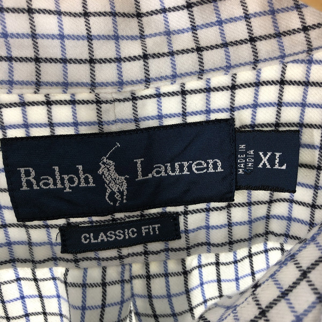 Ralph Lauren Classic Fit Long Sleeve Button Down Check Shirt Men's XL cotton white type Vintage Second Hand