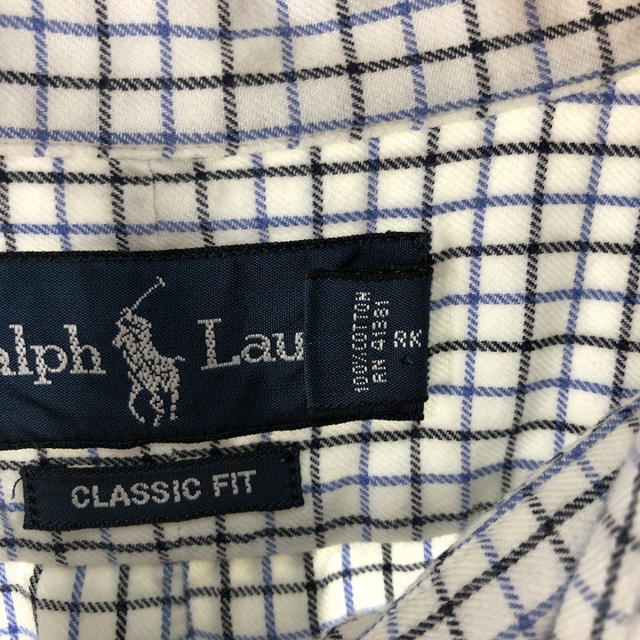 Ralph Lauren Classic Fit Long Sleeve Button Down Check Shirt Men's XL cotton white type Vintage Second Hand