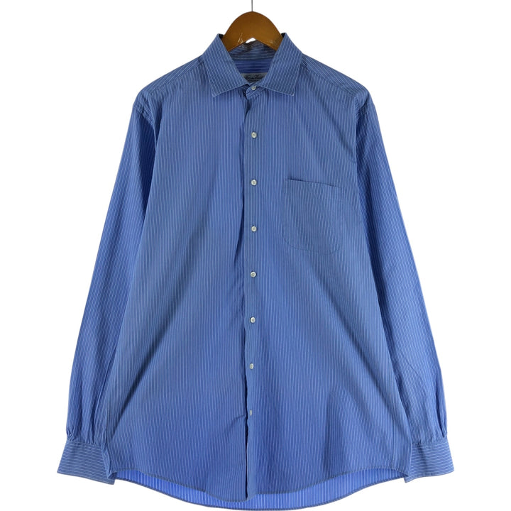 Brooks Brothers Multi-stripe Wide Collar Long Sleeve Cotton Striped Shirt Men's Size L cotton blue type Vintage Second Hand