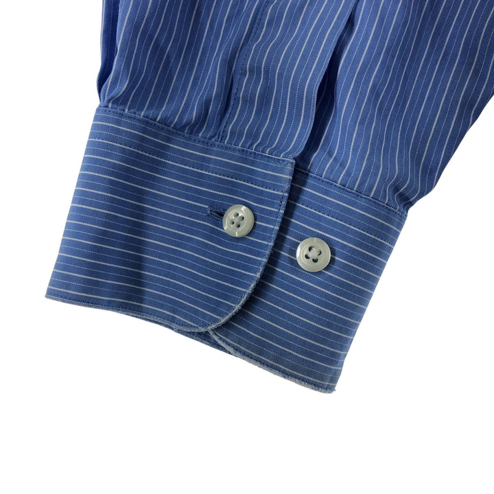 Brooks Brothers Multi-stripe Wide Collar Long Sleeve Cotton Striped Shirt Men's Size L cotton blue type Vintage Second Hand
