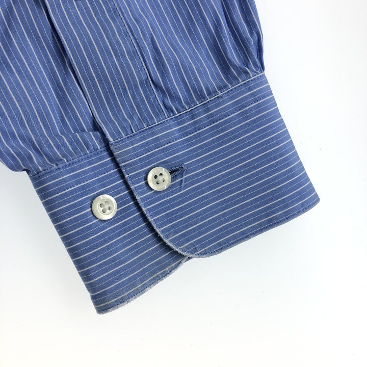 Brooks Brothers Multi-stripe Wide Collar Long Sleeve Cotton Striped Shirt Men's Size L cotton blue type Vintage Second Hand