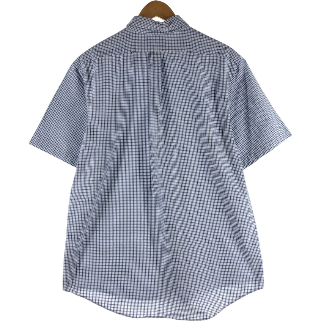 Ralph Lauren POLO by Ralph Lauren CUSTOM FIT short sleeve button down check shirt men's XL size cotton navy blue type Vintage Second Hand