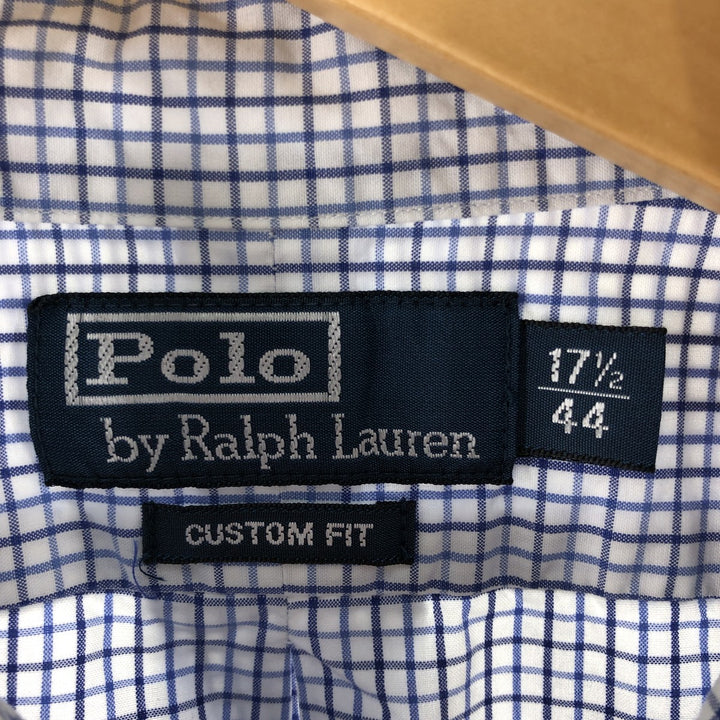 Ralph Lauren POLO by Ralph Lauren CUSTOM FIT short sleeve button down check shirt men's XL size cotton navy blue type Vintage Second Hand