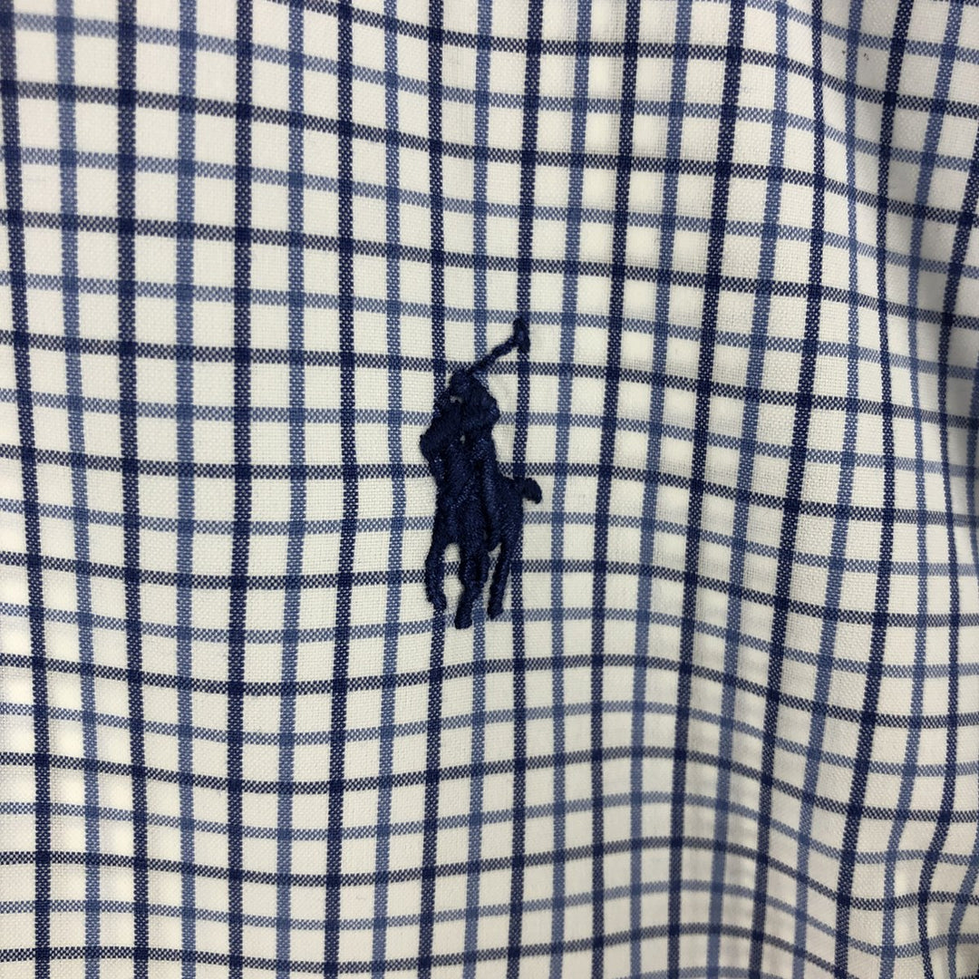 Ralph Lauren POLO by Ralph Lauren CUSTOM FIT short sleeve button down check shirt men's XL size cotton navy blue type Vintage Second Hand