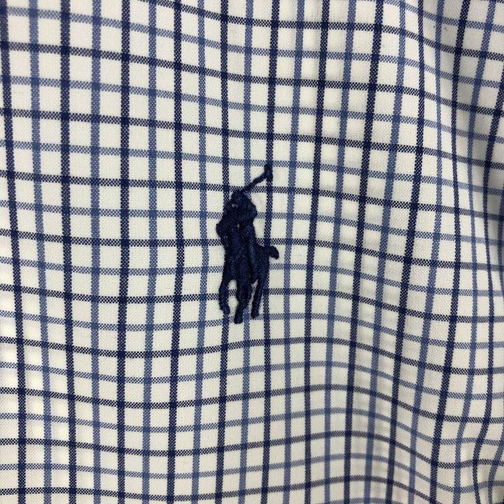 Ralph Lauren POLO by Ralph Lauren CUSTOM FIT short sleeve button down check shirt men's XL size cotton navy blue type Vintage Second Hand