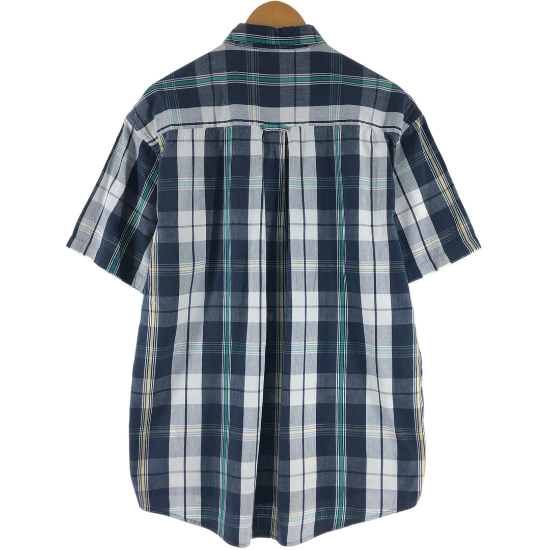 00'S Pendleton short sleeve button down check shirt men's size L cotton navy blue type Vintage Second Hand