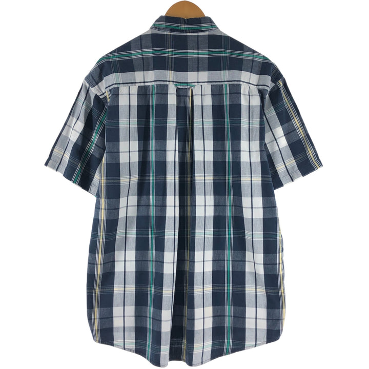 00'S Pendleton short sleeve button down check shirt men's size L cotton navy blue type Vintage Second Hand