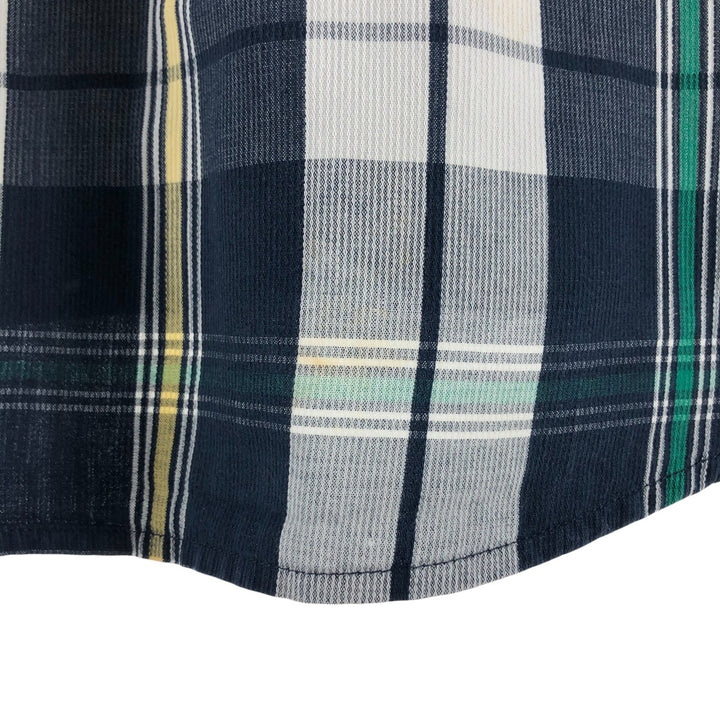 00'S Pendleton short sleeve button down check shirt men's size L cotton navy blue type Vintage Second Hand