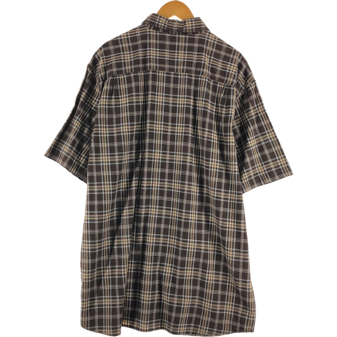 Carhartt Check Pattern Button-down Short Sleeve Work Shirt, Men's XXL cotton brown type Vintage Second Hand