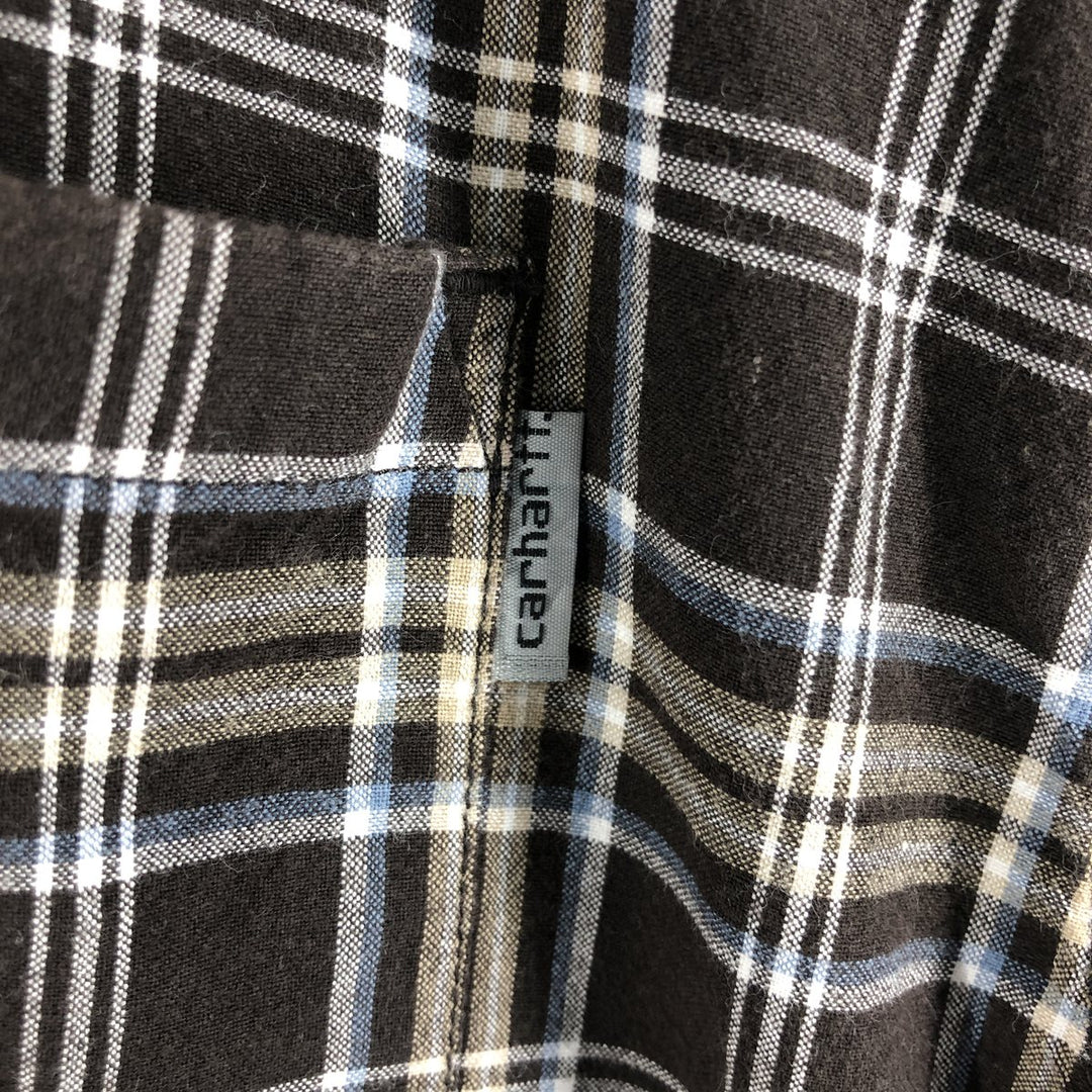 Carhartt Check Pattern Button-down Short Sleeve Work Shirt, Men's XXL cotton brown type Vintage Second Hand