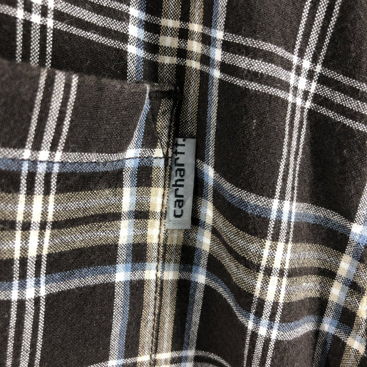 Carhartt Check Pattern Button-down Short Sleeve Work Shirt, Men's XXL cotton brown type Vintage Second Hand