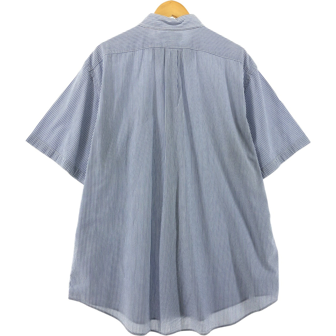 Ralph Lauren Classic Fit Seersucker Short Sleeve Button Down Striped Shirt Men's XXL cotton Blue type light blue Vintage Second Hand