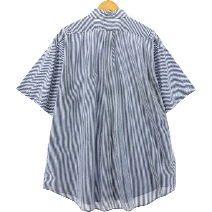 Ralph Lauren Classic Fit Seersucker Short Sleeve Button Down Striped Shirt Men's XXL cotton Blue type light blue Vintage Second Hand