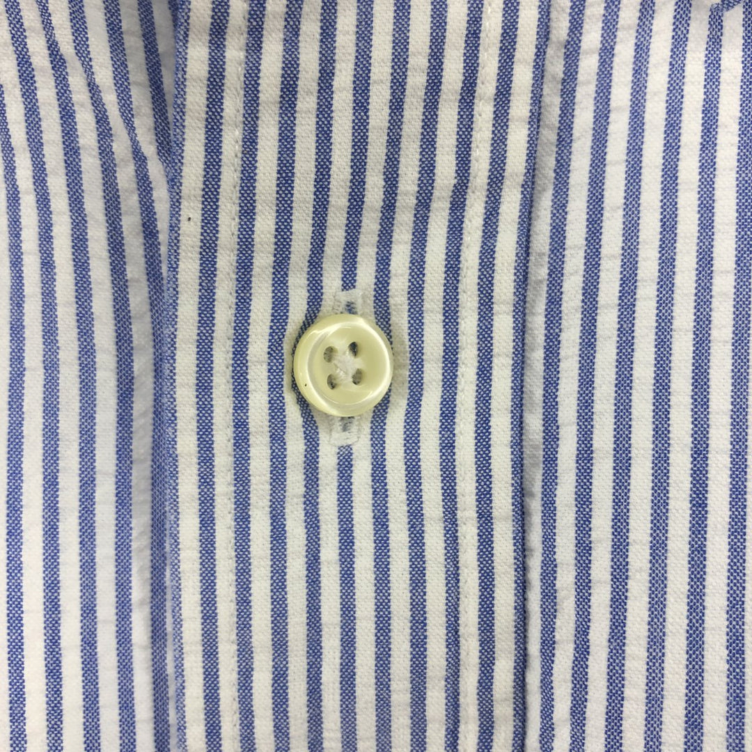 Ralph Lauren Classic Fit Seersucker Short Sleeve Button Down Striped Shirt Men's XXL cotton Blue type light blue Vintage Second Hand