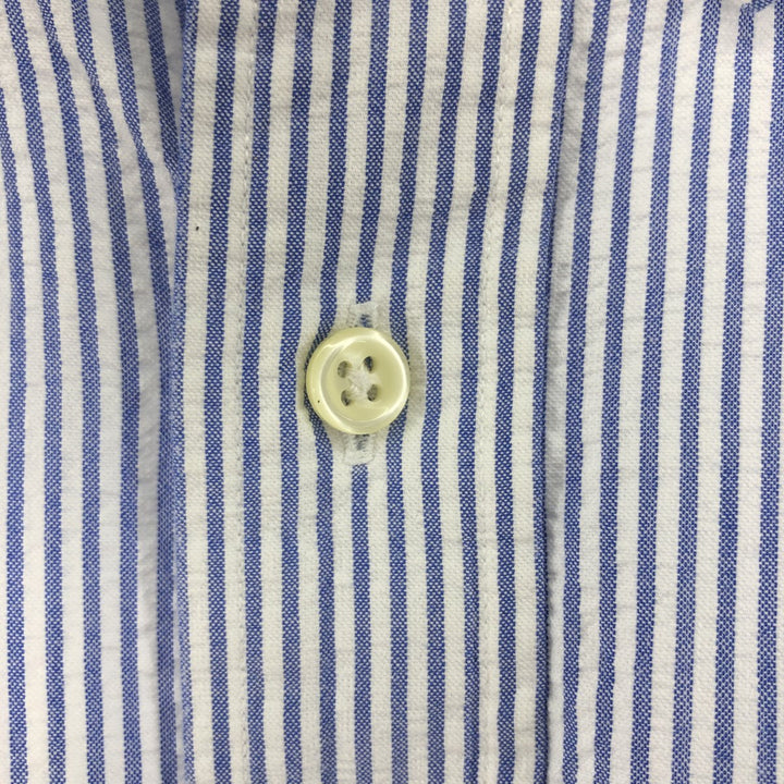 Ralph Lauren Classic Fit Seersucker Short Sleeve Button Down Striped Shirt Men's XXL cotton Blue type light blue Vintage Second Hand