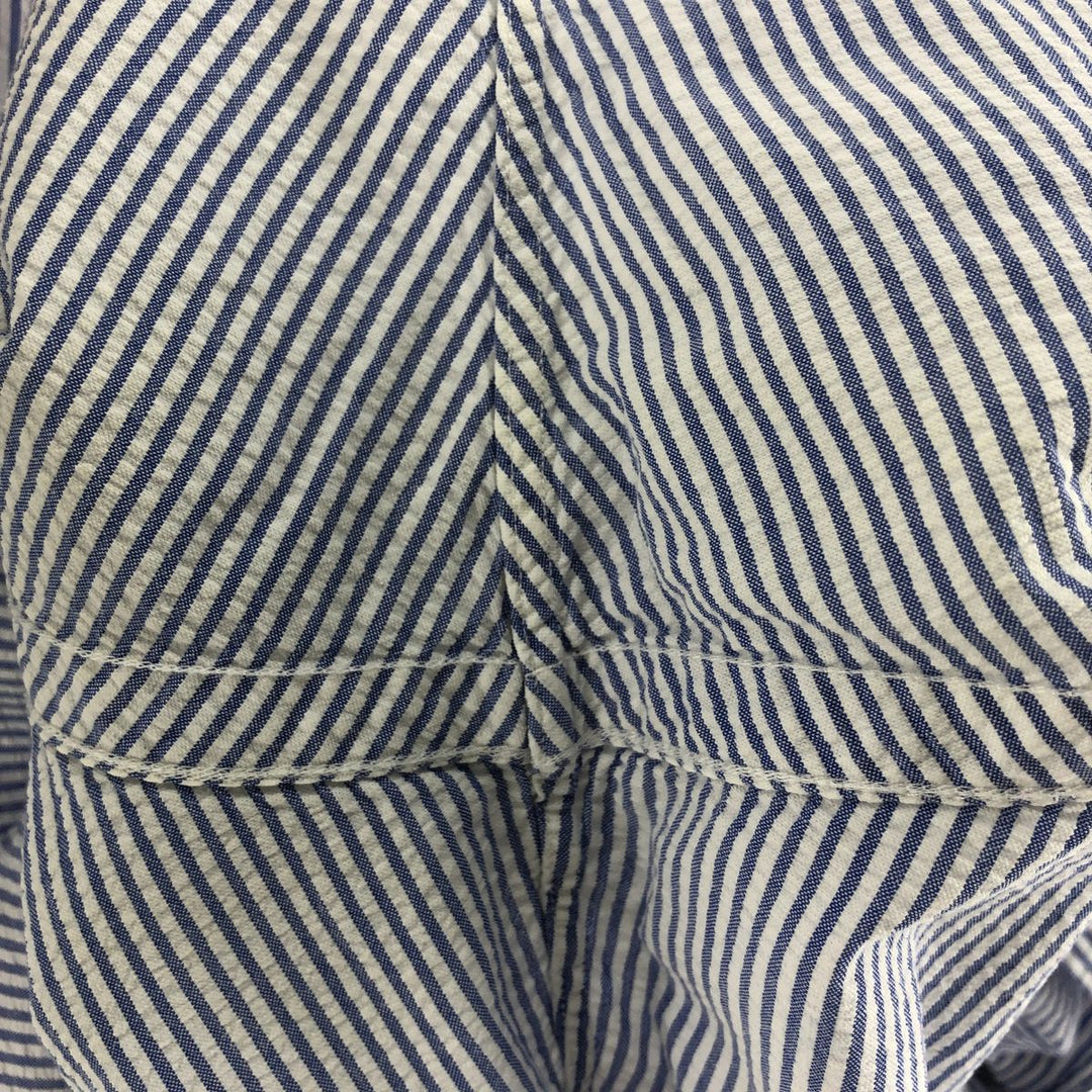 Ralph Lauren Classic Fit Seersucker Short Sleeve Button Down Striped Shirt Men's XXL cotton Blue type light blue Vintage Second Hand