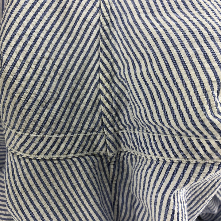 Ralph Lauren Classic Fit Seersucker Short Sleeve Button Down Striped Shirt Men's XXL cotton Blue type light blue Vintage Second Hand