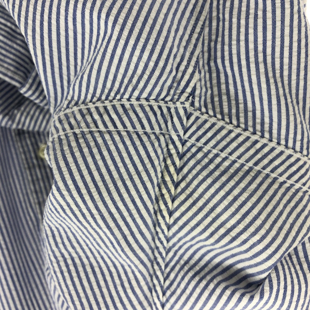 Ralph Lauren Classic Fit Seersucker Short Sleeve Button Down Striped Shirt Men's XXL cotton Blue type light blue Vintage Second Hand