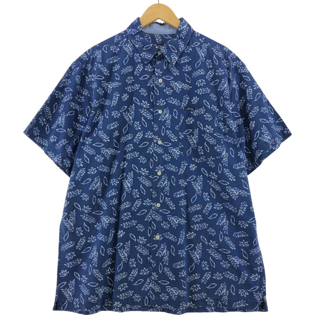 90'S Ralph Lauren CHAPS chaps all-over print short sleeve box shirt men's size L vintage cotton blue type Vintage Second Hand