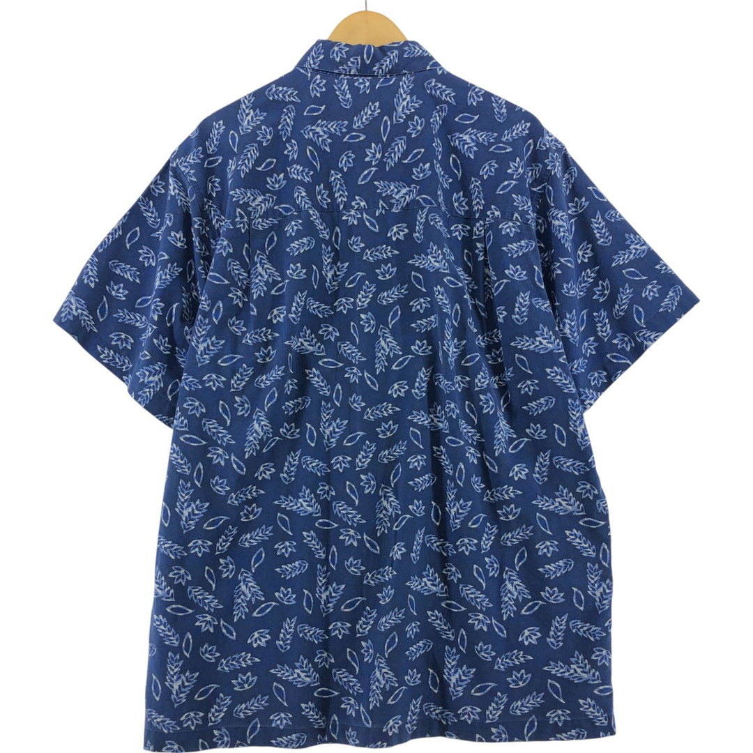 90'S Ralph Lauren CHAPS chaps all-over print short sleeve box shirt men's size L vintage cotton blue type Vintage Second Hand