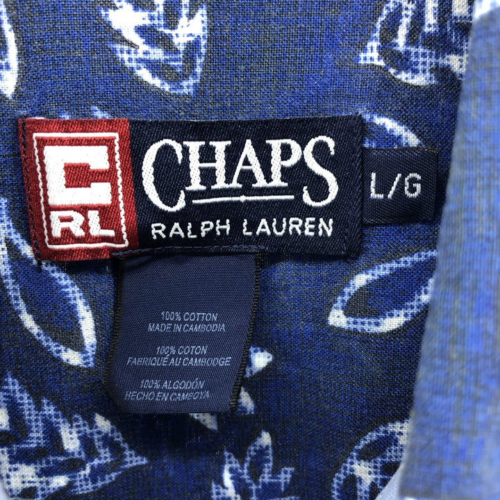 90'S Ralph Lauren CHAPS chaps all-over print short sleeve box shirt men's size L vintage cotton blue type Vintage Second Hand