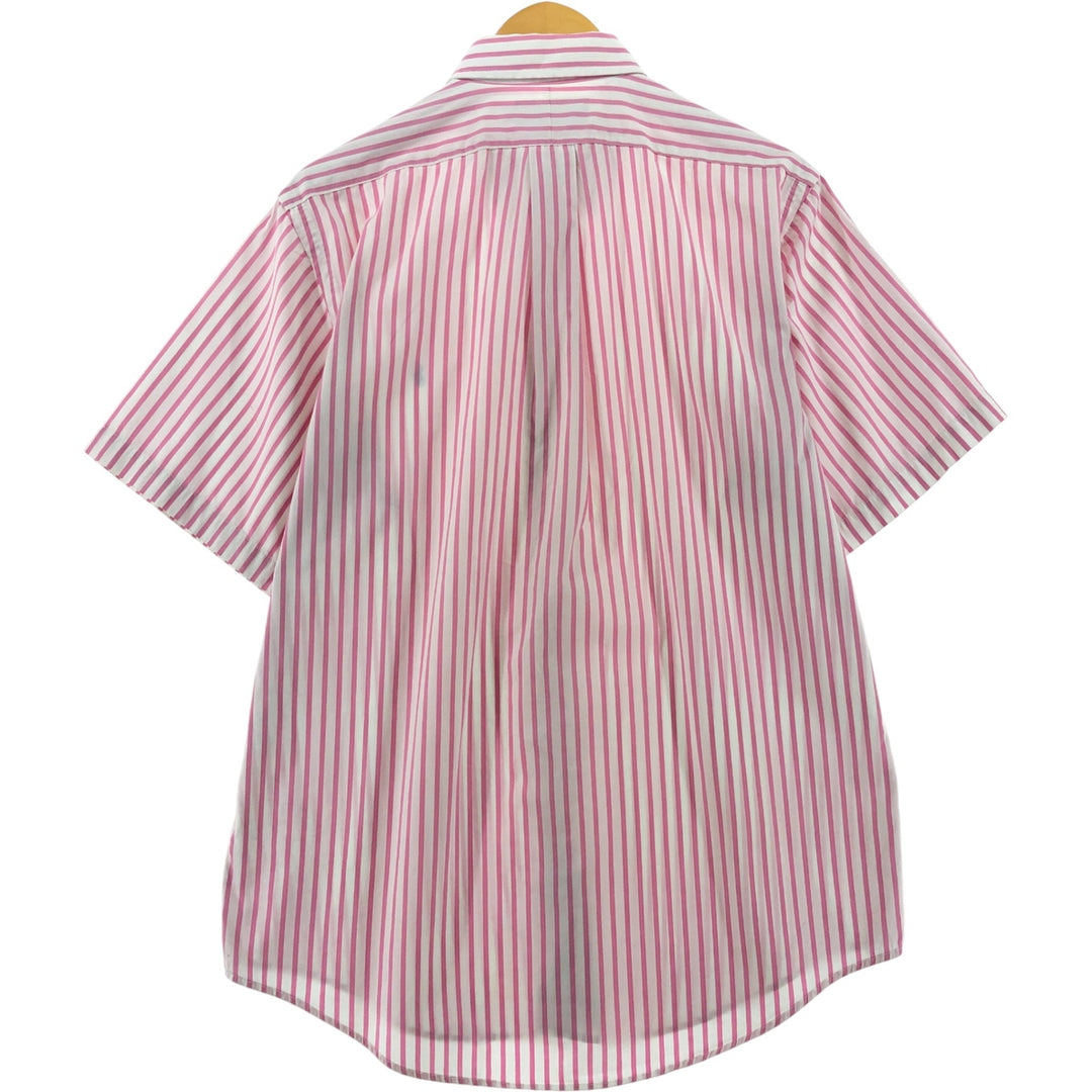 Ralph Lauren CUSTOM FIT short sleeve button down striped shirt men's size L cotton pink type Vintage Second Hand