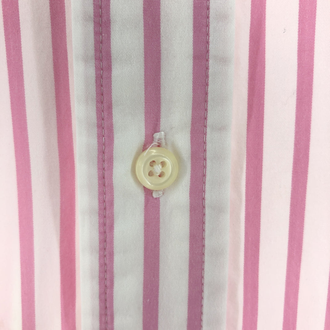 Ralph Lauren CUSTOM FIT short sleeve button down striped shirt men's size L cotton pink type Vintage Second Hand