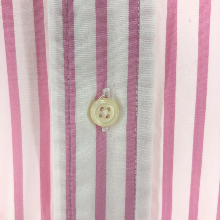 Ralph Lauren CUSTOM FIT short sleeve button down striped shirt men's size L cotton pink type Vintage Second Hand