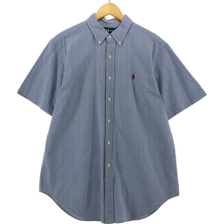 Ralph Lauren CLASSIC FIT Classic Fit Seersucker Short Sleeve Button Down Striped Shirt Men's L cotton blue type Vintage Second Hand