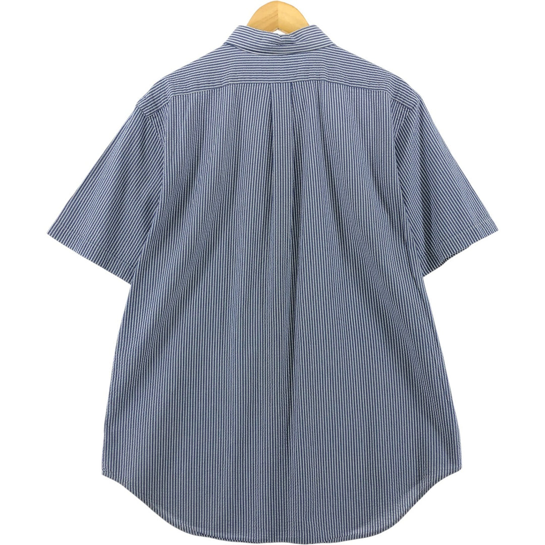 Ralph Lauren CLASSIC FIT Classic Fit Seersucker Short Sleeve Button Down Striped Shirt Men's L cotton blue type Vintage Second Hand