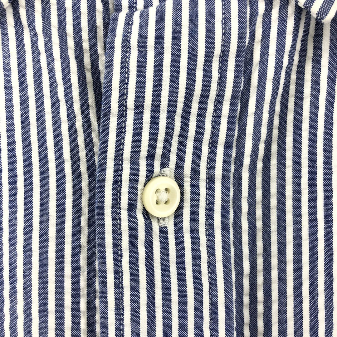 Ralph Lauren CLASSIC FIT Classic Fit Seersucker Short Sleeve Button Down Striped Shirt Men's L cotton blue type Vintage Second Hand