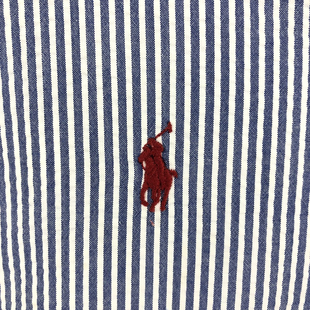 Ralph Lauren CLASSIC FIT Classic Fit Seersucker Short Sleeve Button Down Striped Shirt Men's L cotton blue type Vintage Second Hand