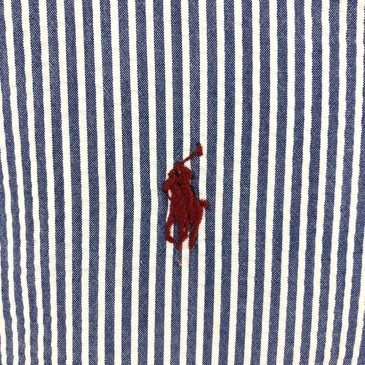 Ralph Lauren CLASSIC FIT Classic Fit Seersucker Short Sleeve Button Down Striped Shirt Men's L cotton blue type Vintage Second Hand