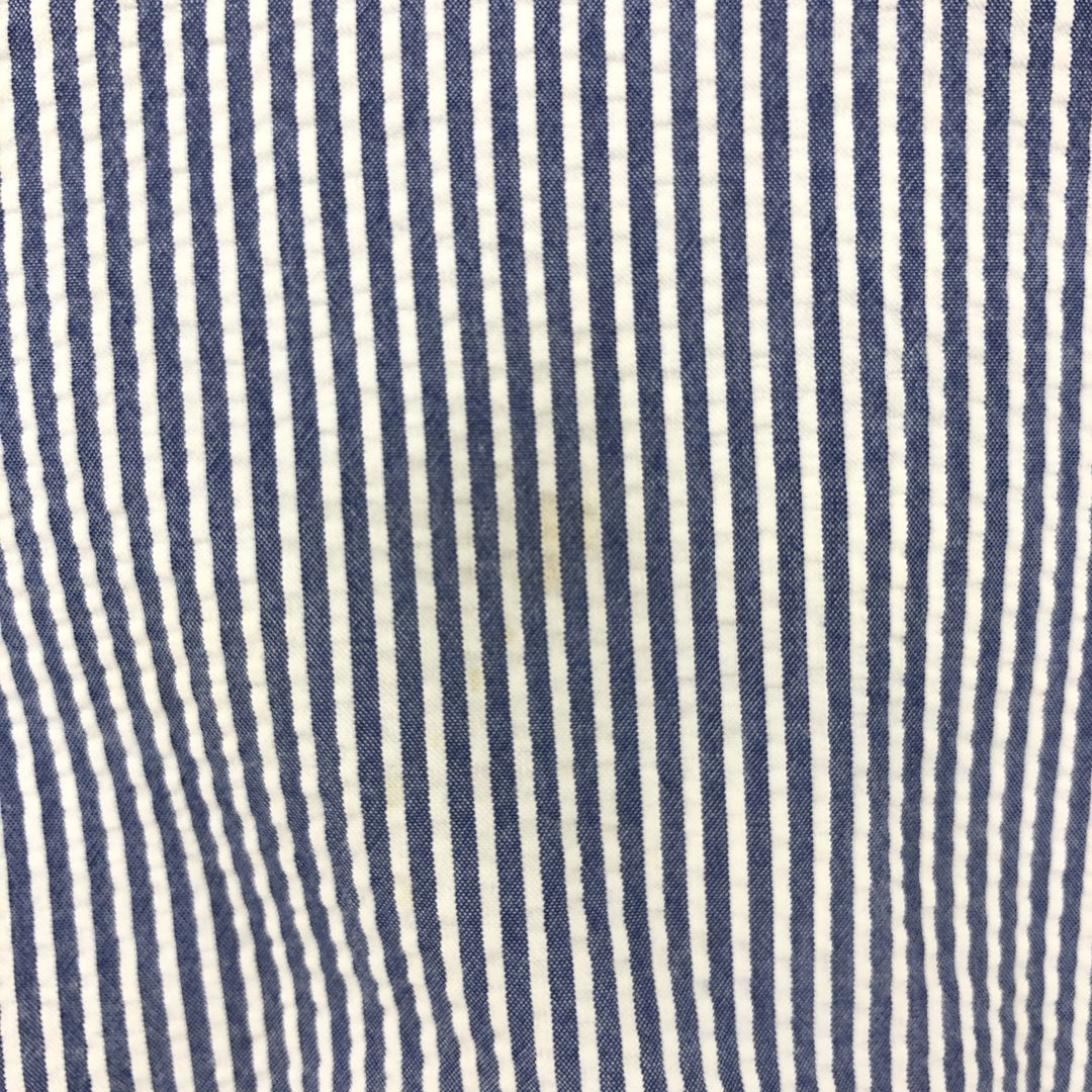 Ralph Lauren CLASSIC FIT Classic Fit Seersucker Short Sleeve Button Down Striped Shirt Men's L cotton blue type Vintage Second Hand