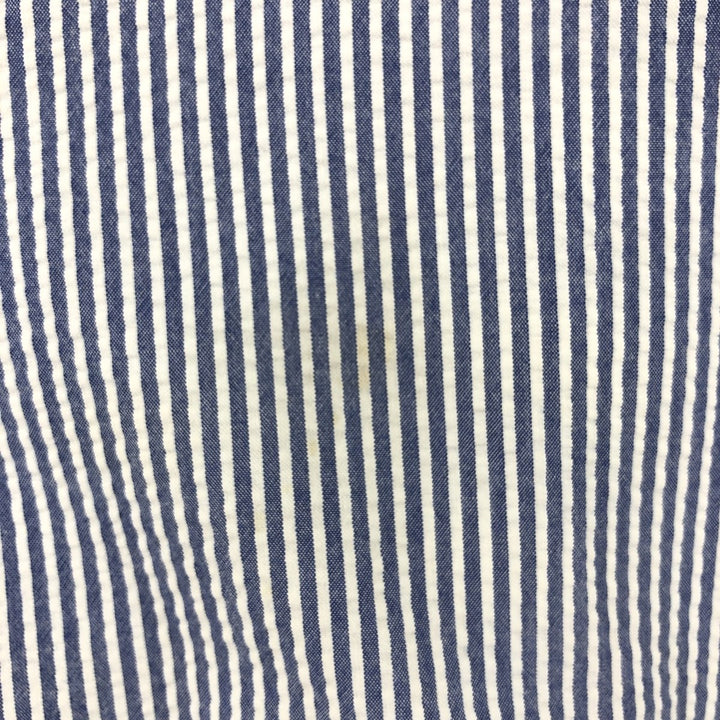 Ralph Lauren CLASSIC FIT Classic Fit Seersucker Short Sleeve Button Down Striped Shirt Men's L cotton blue type Vintage Second Hand