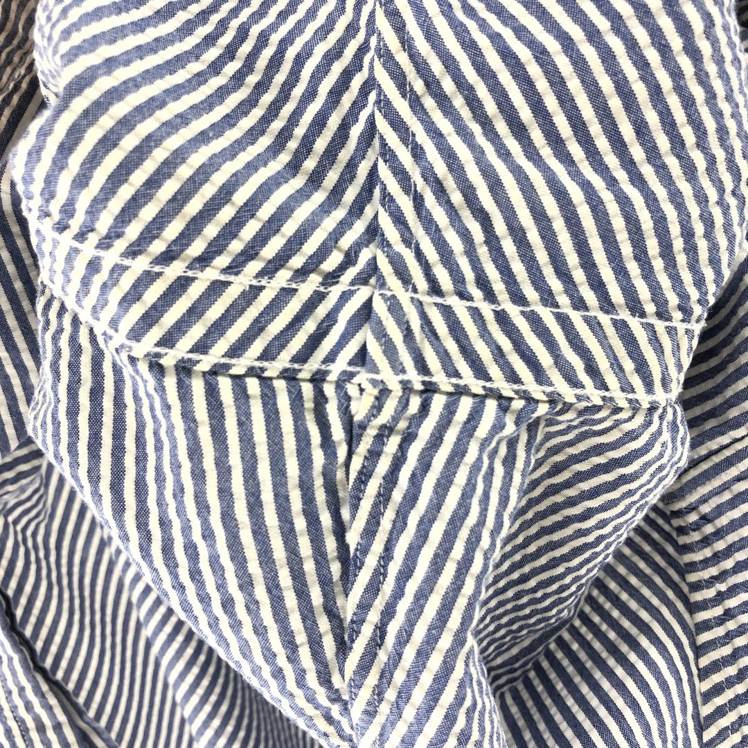Ralph Lauren CLASSIC FIT Classic Fit Seersucker Short Sleeve Button Down Striped Shirt Men's L cotton blue type Vintage Second Hand